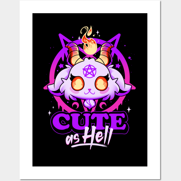 Cute as Hell - Pink Evil Demon Goat Wall Art by Snouleaf